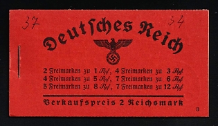 1936-37 Complete Booklet with stamps of Third Reich, Germany, Excellent Condition