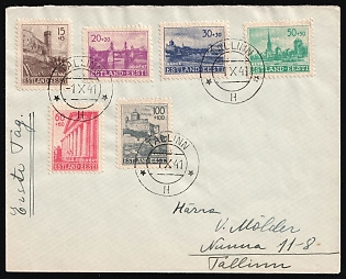 1941 (1 Oct) Estonia, German Occupation, Germany, Cover locally addressed in Tallinn franked with full set of 15k - 100k
