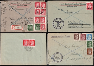 1942-43 Ostland, Ukraine, German Occupation, Germany, Parts of Cover of Official Mail (Dienstpost) with multiple franking