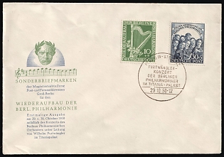 1950 (29 Oct) West Berlin, Germany, 'Furtwangler Concert of Berlin Philharmonic in Titania Palace' FDC Cover from Berlin franked with full set of 10pf - 30pf woth Commemorative Postmark