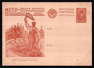 1931 'MOPR is a School of the Combat Internationalism of the Working Masses' Soviet Union Advertising and Propaganda Postcard