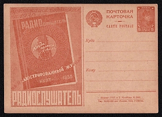 1930 'Subscription for 1930 for the Illustrated Magazine of NKPT Radioslushatel Continues' Soviet Union Advertising and Propaganda Postcard