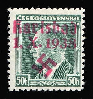 1938 50h Occupation of Karlovy Vary (Karlsbad), Sudetenland, Germany, Signed