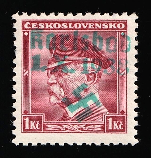 1938 1kc Occupation of Karlovy Vary (Karlsbad), Sudetenland, Germany