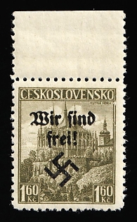 1938 1.60kc Occupation of Rumburg, Sudetenland, Germany, Margin