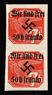 1938 50h on 7h Occupation of Rumburg, Sudetenland, Germany, Pair