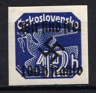 1938 100h on 12h Occupation of Rumburg, Sudetenland, Germany, Signed