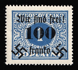 1938 100h on 1kc Occupation of Rumburg, Sudetenland, Germany, Signed