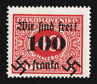 1938 100h on 40h Occupation of Rumburg, Sudetenland, Germany, Signed