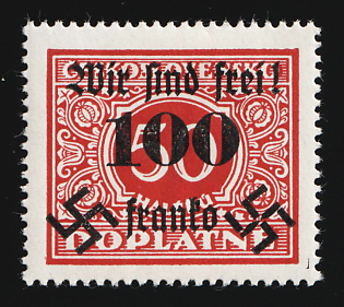 1938 100h on 50h Occupation of Rumburg, Sudetenland, Germany, Signed