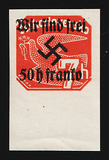 1938 50h on 7h Occupation of Rumburg, Sudetenland, Germany, Margin