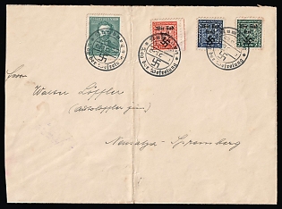 1938 (22 Sep) Occupation of Rumburg, Sudetenland, Germany, Cover from Rumburg to Spremberg with franked with 5h, 20h and 25h and 50h Czech Republic