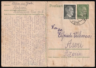 1942 (29 Dec) Ostland, German Occupation, Germany, 5pf Postal Stationery Postcard from Rakvere to Aseri franked with 1pf Third Reich