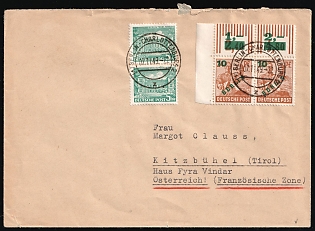 1949 (11 Sep) West Berlin, Germany, Cover from Berlin to Kitzbuhel franked with pair of 5pf and 10pf, Corner Margin, Plate Numbers