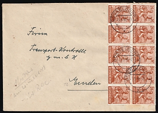 1948 (21 Jun) Joint Issue, Allied Occupation, Germany, Cover from Dusseldorf to Minden franked with block of 24pf