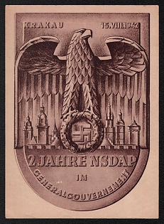 1942 'Years of the NSDAP in the General Government', German Eagle, Third Reich Nazi Propaganda Postcard