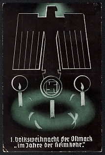 1938 'People's Christmas of the Ostmark "In the Year of Homecoming"', German Eagle, Third Reich Nazi Propaganda Postcard