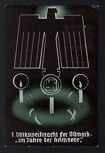 1939 'People's Christmas of the Ostmark "In the Year of Homecoming"', German Eagle, Third Reich Nazi Propaganda Postcard