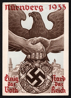 1933 'Nuremberg', German Eagle, Third Reich Nazi Propaganda Postcard