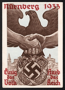 1933 'Nuremberg', German Eagle, Third Reich Nazi Propaganda Postcard