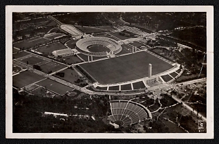 1936 'Overall View of the Reich Sports Field with the Dietrich Eckart Stage. Official Olympic Postcard in Aid of the Olympic Fund. — Reichssportverlag, Berlin Sw 68', Sport, Olympic Games, Third Reich Nazi Propaganda Postcard