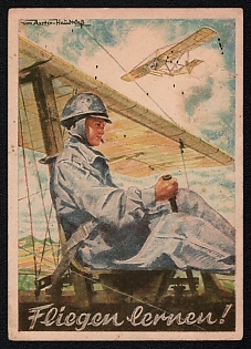 1944 'The Ns Flying Corps Fulfills The Wish of the Youth and the Demand of the Luftwaffe: Learn to Fly!', Army Military, Third Reich Nazi Propaganda Postcard