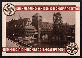 1934 'Souvenir of the NSDAP Reich Party Congress, Nuremberg, Sept. 5–10', Third Reich Nazi Propaganda Postcard