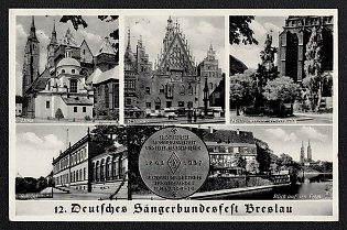 1937 'German Choral Federation Festival, Breslau', Third Reich Nazi Propaganda Postcard