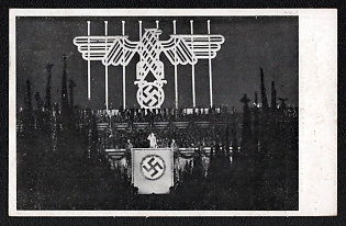 1934 'In Commemoration of the NSDAP Reich Party Congress in Nuremberg', Nunemberg NSDAP Party Rallies, Third Reich Nazi Propaganda Postcard