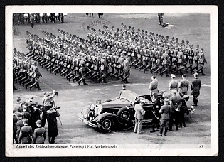 1936 'Roll Call of the Reich Labor Service (Rad) at the Party Congress: the March-Past', Nunemberg NSDAP Party Rallies, Third Reich Nazi Propaganda Postcard