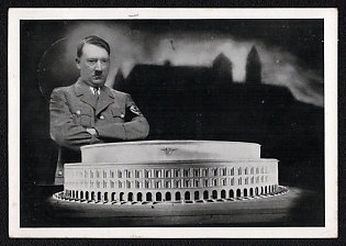 1939 'Reich Party Congress, Nuremberg: the Fuhrer Standing Before the Model of the Congress Hall', Nunemberg NSDAP Party Rallies, Third Reich Nazi Propaganda Postcard