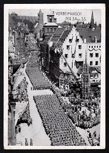 1934 'March-Past of the Sa and Ss', Nunemberg NSDAP Party Rallies, Third Reich Nazi Propaganda Postcard