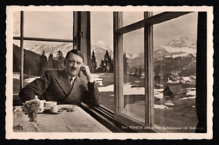 1933-1945 'The Fuhrer Taking a Rest in the Mountains', Hitler, Third Reich Nazi Propaganda Postcard