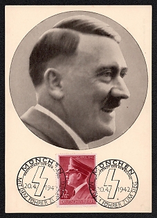 1942 '"Men of the Times" No. 91. The Fuhrer Adolf Hitler', Hitler, Third Reich Nazi Propaganda Postcard