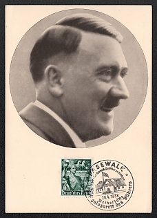 1938 '"Men of the Times" No. 91. The Fuhrer Adolf Hitler', Hitler, Third Reich Nazi Propaganda Postcard