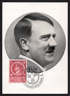 1944 'Our Fuhrer', Hitler, Third Reich Nazi Propaganda Postcard