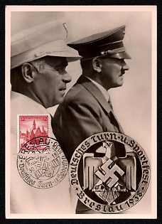 1938 'German Gymnastics and Sports Festival, Breslau', Hitler and Personalities, Third Reich Nazi Propaganda Postcard