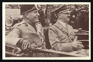 1933-1945 'The Fuhrer and the Duce: "Guarantors of Peace"', Hitler and Personalities, Third Reich Nazi Propaganda Postcard