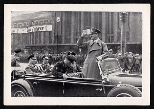 1938 'Adolf Hitler', Hitler and People, Third Reich Nazi Propaganda Postcard