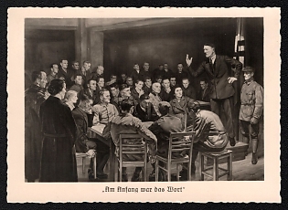 1939 'In the Beginning Was the Word', Hitler and People, Third Reich Nazi Propaganda Postcard