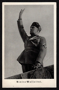 1937 'Benito Mussolini', Notable Military Persons, Third Reich Nazi Propaganda Postcard