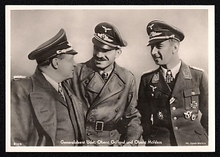 1933-1945 'Colonel-general Udet, Colonel Galland, and Colonel Molders', Notable Military Persons, Third Reich Nazi Propaganda Postcard