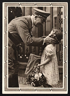 1939 'Adolf Hitler and a Little Girl', Hitler, Third Reich Nazi Propaganda Postcard