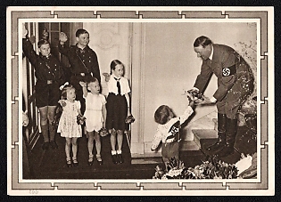 1940 'Adolf Hitler and Children', Hitler, Third Reich Nazi Propaganda Postcard