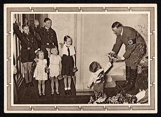 1939 'Adolf Hitler and Children', Hitler, Third Reich Nazi Propaganda Postcard