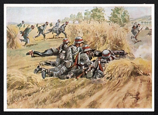 1933-1945 'Heavy Machine Gun in Combat', Infantry Wehrmacht Army Military, Third Reich Nazi Propaganda Postcard
