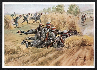 1933-1945 'Heavy Machine Gun in Combat', Infantry Wehrmacht Army Military, Third Reich Nazi Propaganda Postcard