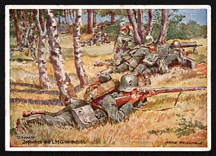 1938 'Imperial League of German Warriors "Kyffhauser" — Southern District: Mountain Riflemen's Day, Munich, May 15 — "The Front-Line Veteran with the Edelweiss Marches on"', Infantry Wehrmacht Army Military, Third Reich Nazi Propaganda Postcard