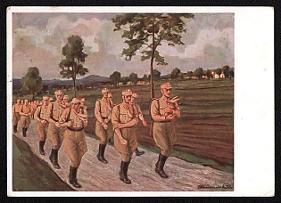 1933-1945 'German! Earn the Sa Sports Badge! Apply at Your Local Sa Branches', Infantry Wehrmacht Army Military, Third Reich Nazi Propaganda Postcard
