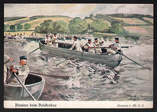 1933-1945 'Sappers Constructing a Bridge', Infantry Wehrmacht Army Military, Third Reich Nazi Propaganda Postcard